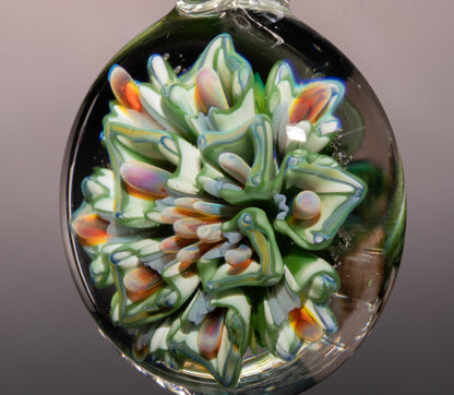 Lotus Chrysanthemum Peony Pendant | Layered Glass Flower | Artisan Jewelry