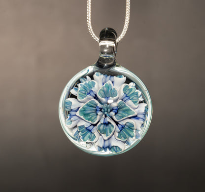 Handmade Lotus Peony Glass Pendant | Chrysanthemum Flower | Jewelry Art
