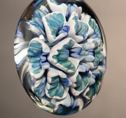 Handmade Lotus Peony Glass Pendant | Chrysanthemum Flower | Jewelry Art