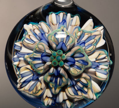 Layered Peony Lotus Pendant | Chrysanthemum Glass Flower | Handmade Jewelry