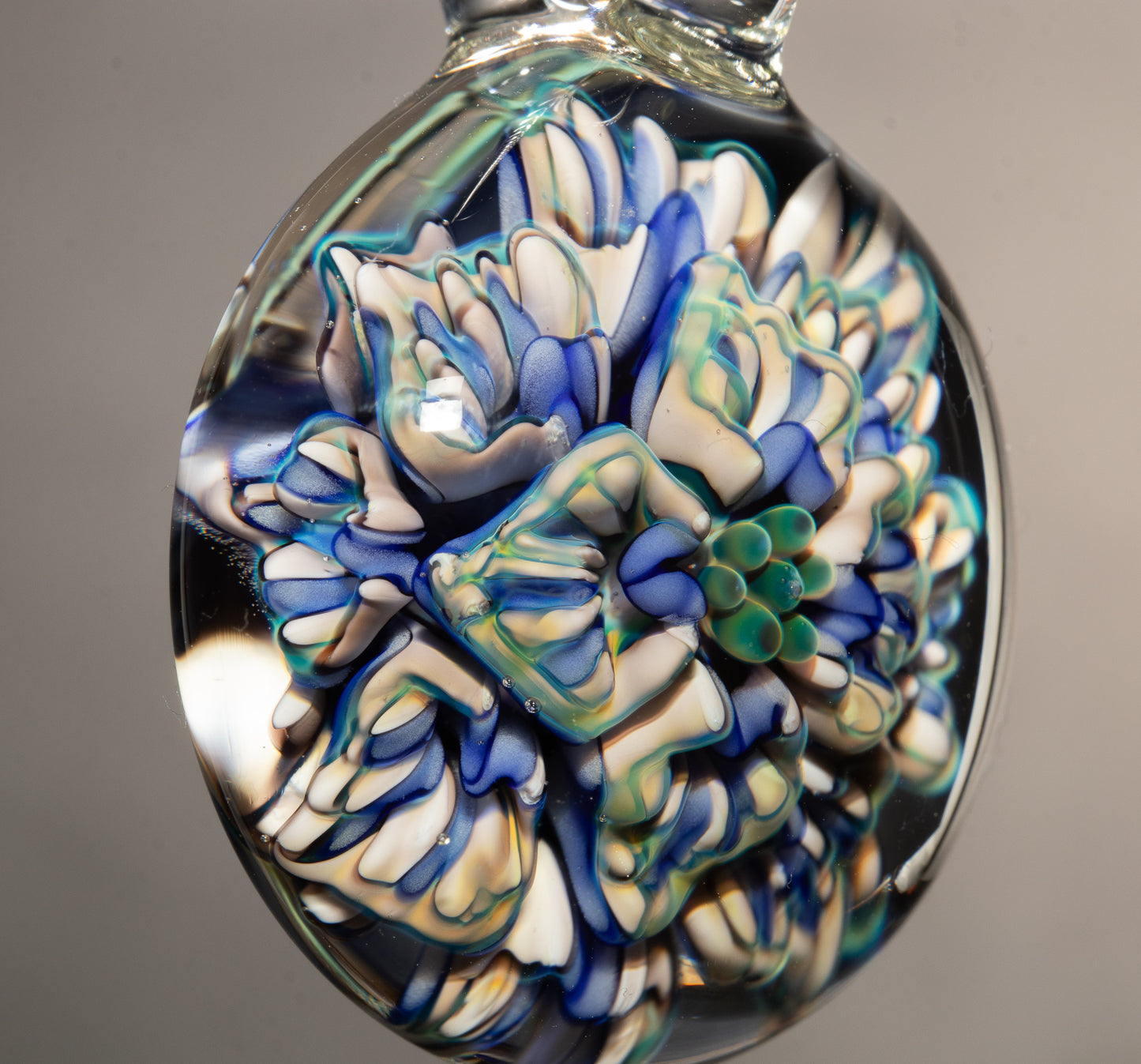 Layered Peony Lotus Pendant | Chrysanthemum Glass Flower | Handmade Jewelry