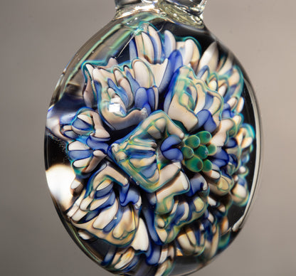 Layered Peony Lotus Pendant | Chrysanthemum Glass Flower | Handmade Jewelry