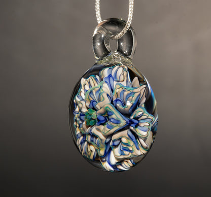 Layered Peony Lotus Pendant | Chrysanthemum Glass Flower | Handmade Jewelry