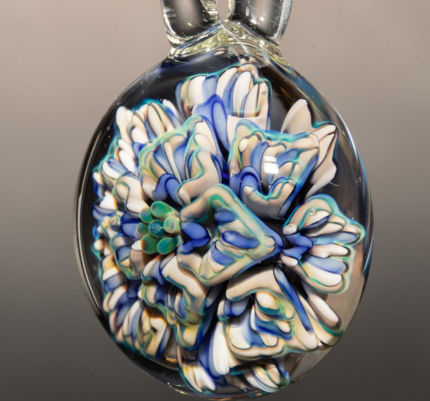 Layered Peony Lotus Pendant | Chrysanthemum Glass Flower | Handmade Jewelry