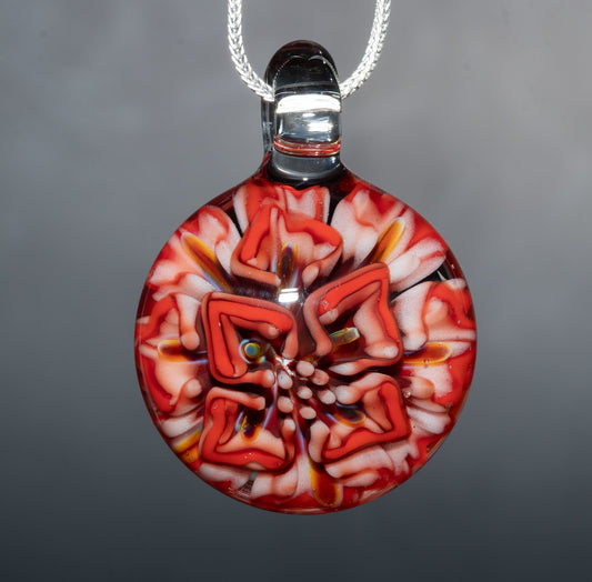 Lotus Glass Flower Pendant | Chrysanthemum Peony Design | Handmade Jewelry