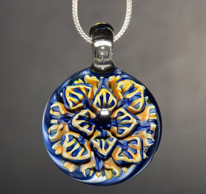 Peony Chrysanthemum Glass Pendant | Lotus Flower Design | Handmade Jewelry