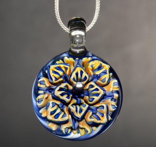 Peony Chrysanthemum Glass Pendant | Lotus Flower Design | Handmade Jewelry