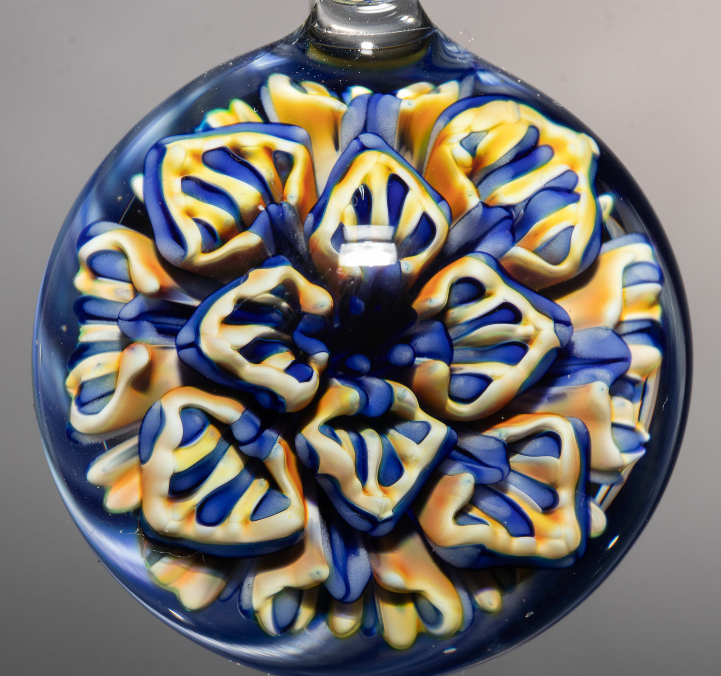 Peony Chrysanthemum Glass Pendant | Lotus Flower Design | Handmade Jewelry
