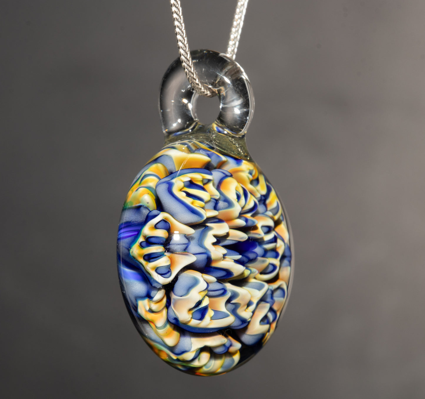 Peony Chrysanthemum Glass Pendant | Lotus Flower Design | Handmade Jewelry