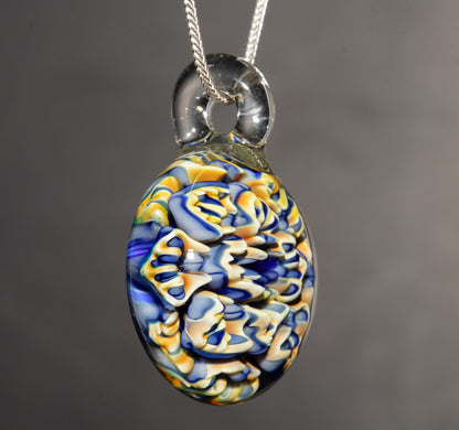 Peony Chrysanthemum Glass Pendant | Lotus Flower Design | Handmade Jewelry