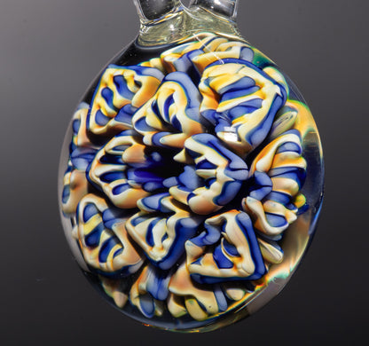 Peony Chrysanthemum Glass Pendant | Lotus Flower Design | Handmade Jewelry
