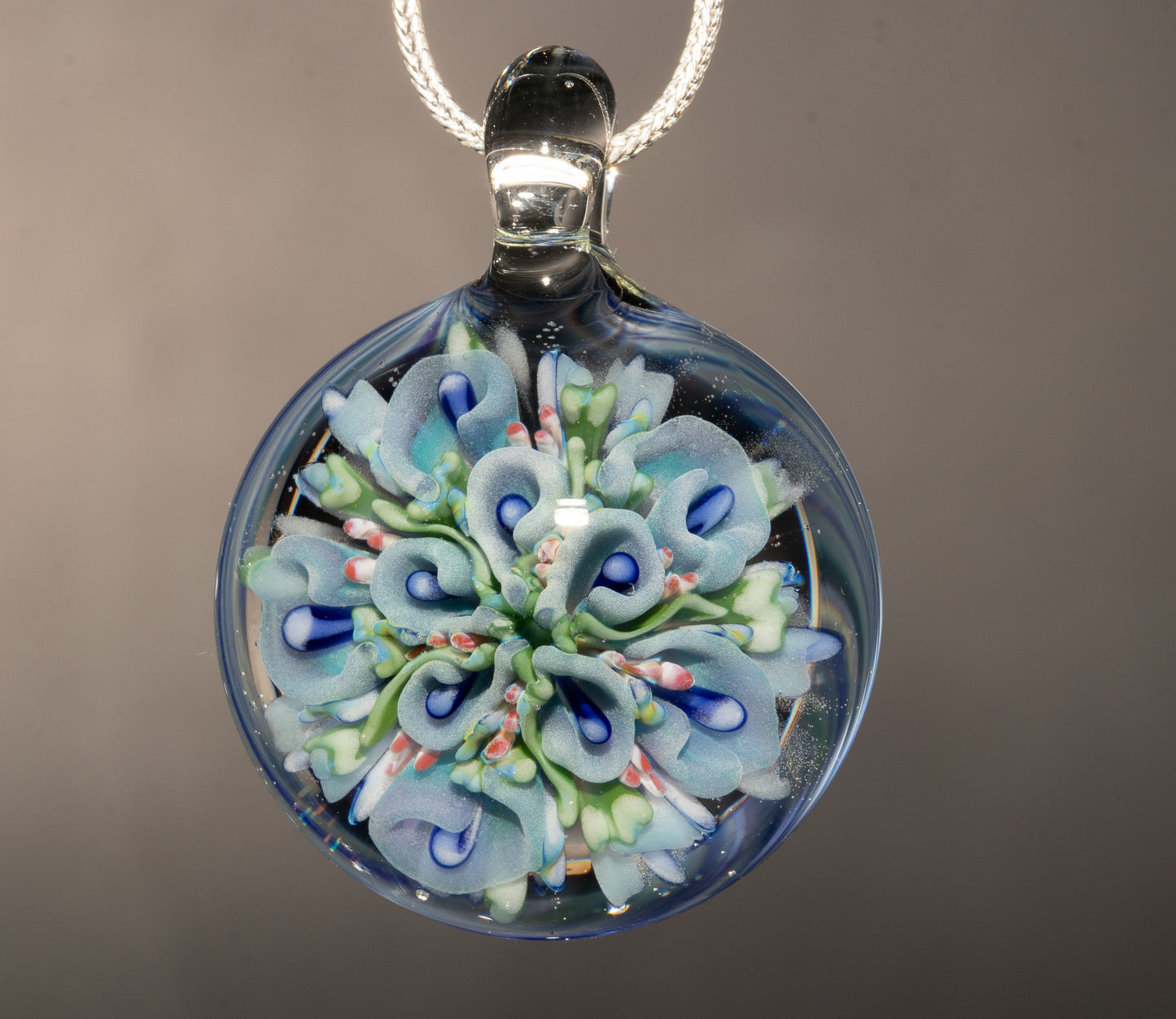 Multi Layer Lotus Flower Pendant | Chrysanthemum Peony Glass | Handmade Art