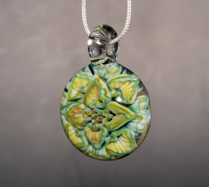 Lotus Chrysanthemum Glass Pendant | Peony Flower Inspired | Handmade Jewelry