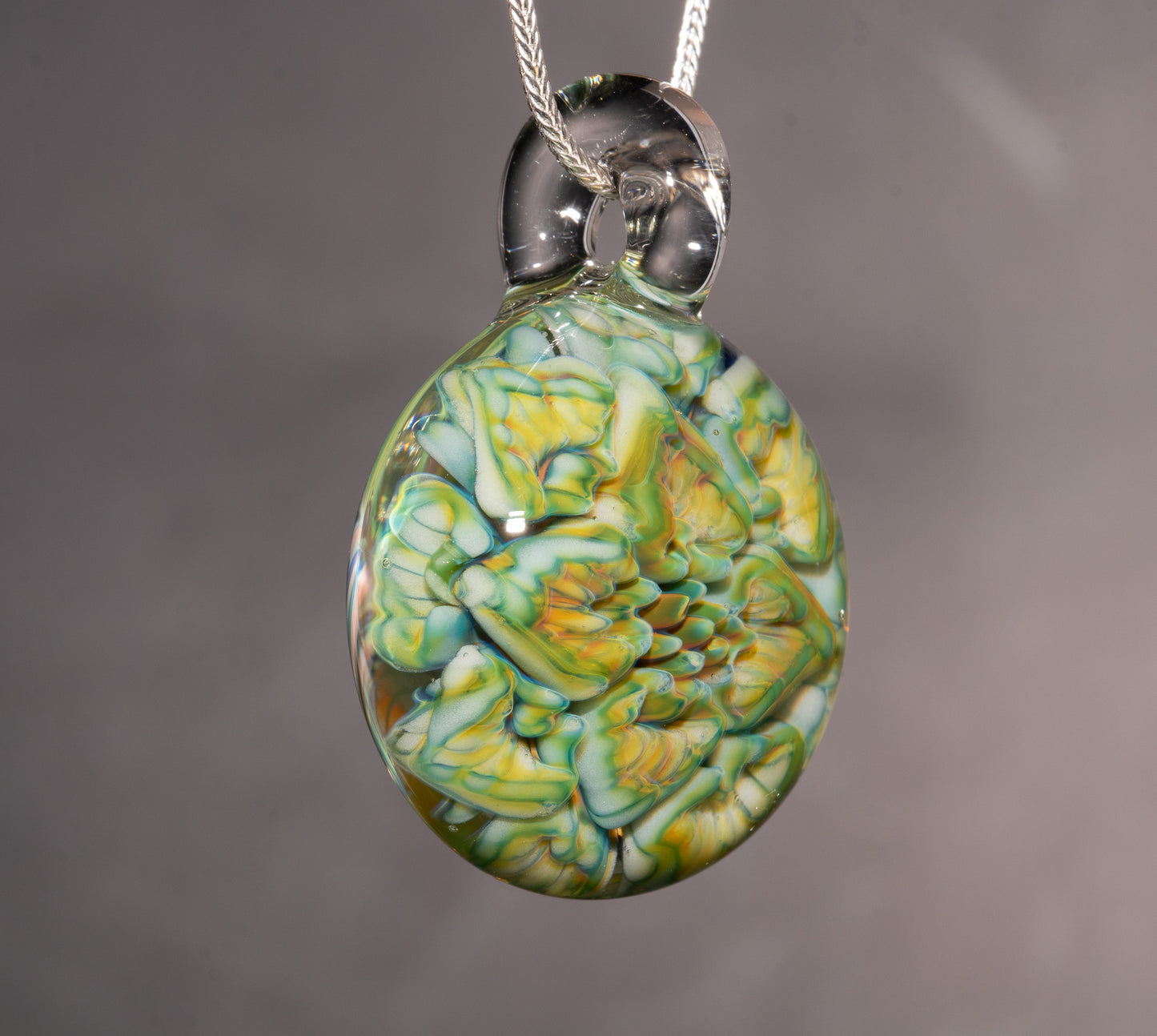 Lotus Chrysanthemum Glass Pendant | Peony Flower Inspired | Handmade Jewelry