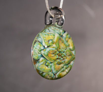 Lotus Chrysanthemum Glass Pendant | Peony Flower Inspired | Handmade Jewelry