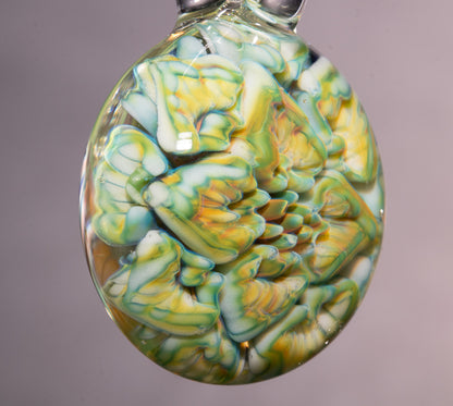 Lotus Chrysanthemum Glass Pendant | Peony Flower Inspired | Handmade Jewelry