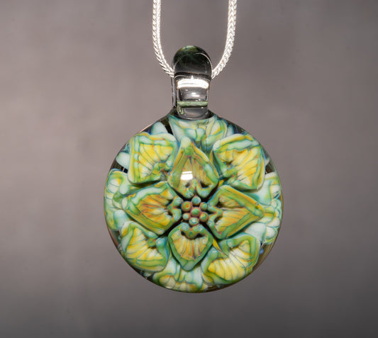 Lotus Chrysanthemum Glass Pendant | Peony Flower Inspired | Handmade Jewelry