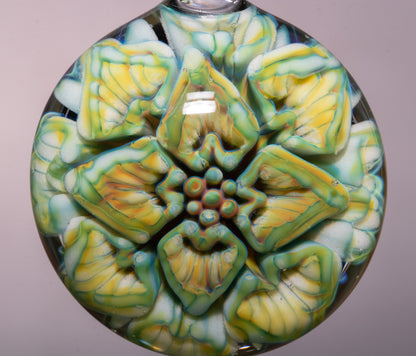 Lotus Chrysanthemum Glass Pendant | Peony Flower Inspired | Handmade Jewelry