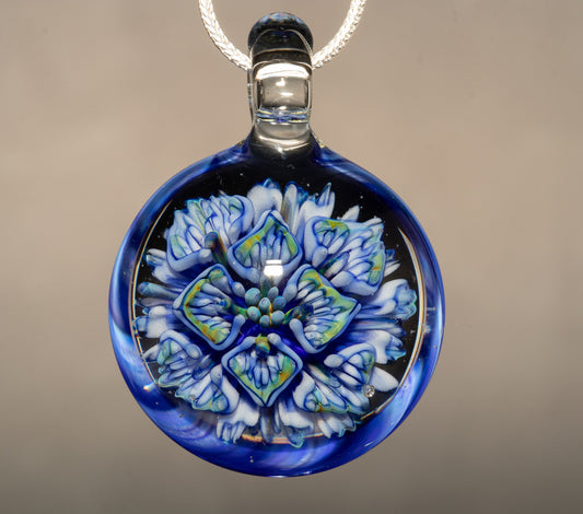 Handmade Glass Flower Pendant | Lotus Chrysanthemum Peony | Layered Design