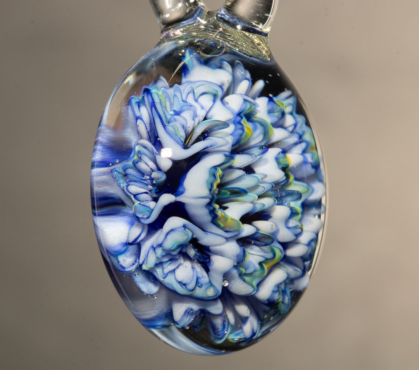 Handmade Glass Flower Pendant | Lotus Chrysanthemum Peony | Layered Design