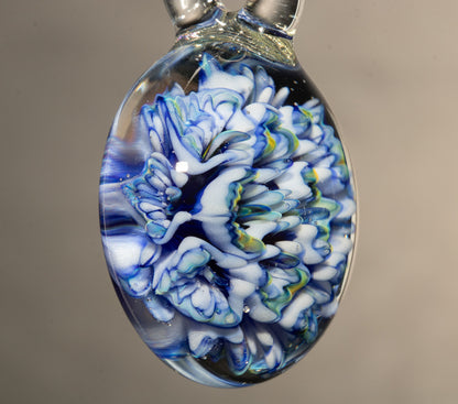 Handmade Glass Flower Pendant | Lotus Chrysanthemum Peony | Layered Design
