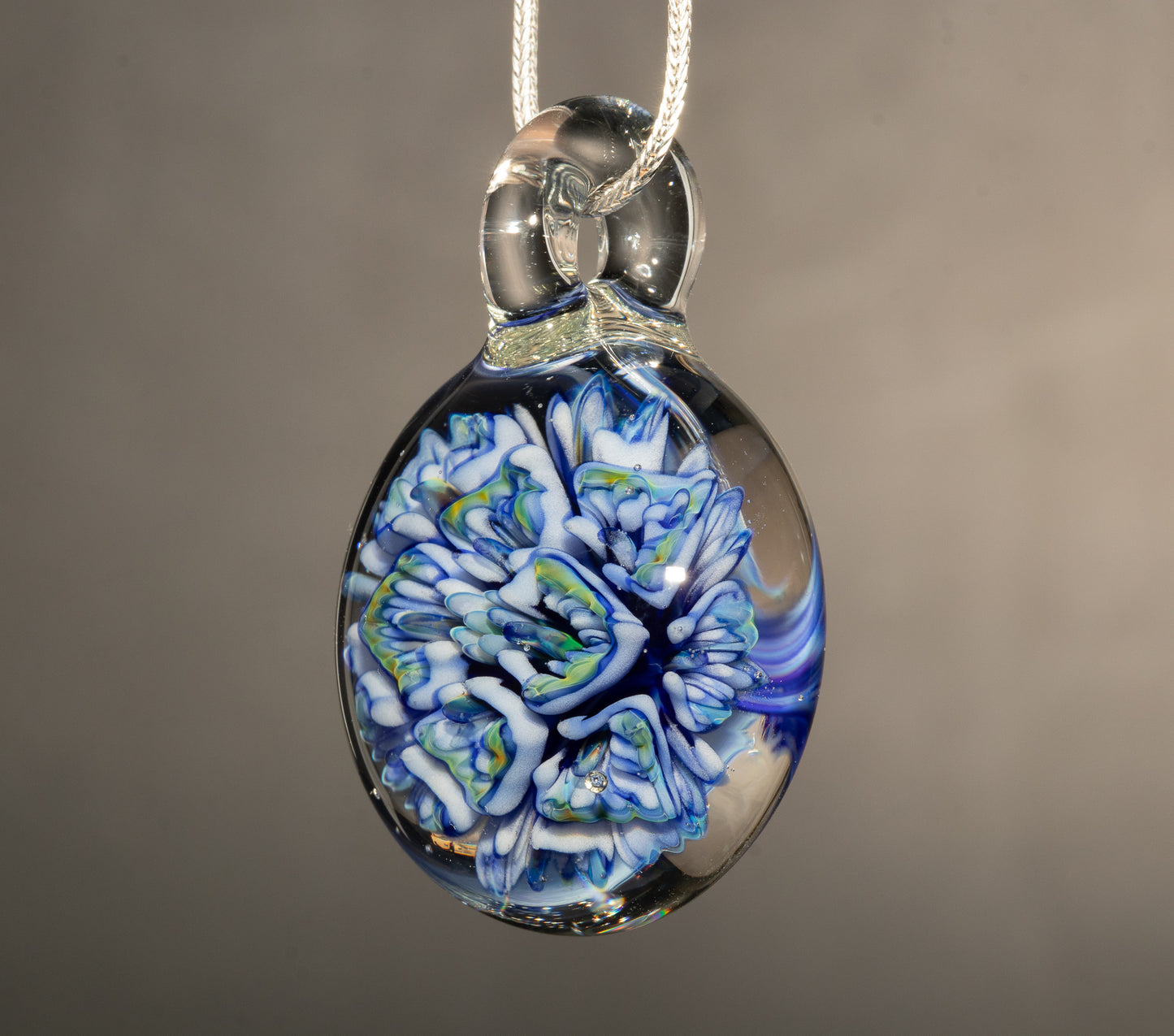 Handmade Glass Flower Pendant | Lotus Chrysanthemum Peony | Layered Design