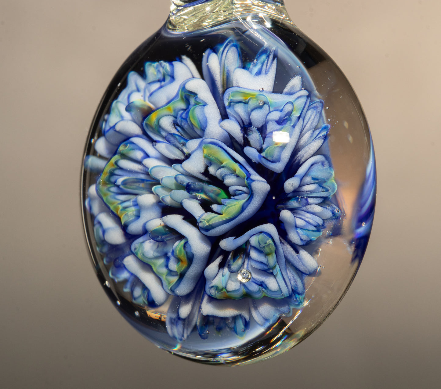 Handmade Glass Flower Pendant | Lotus Chrysanthemum Peony | Layered Design