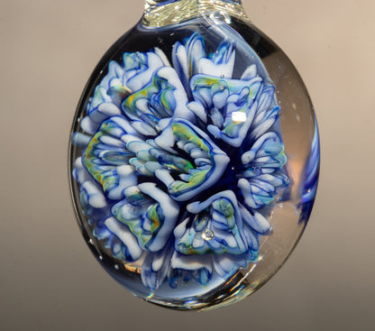 Handmade Glass Flower Pendant | Lotus Chrysanthemum Peony | Layered Design
