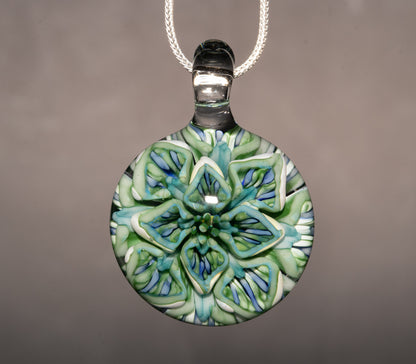 Glass Flower Pendant | Lotus Chrysanthemum Peony Design | Handmade Necklace