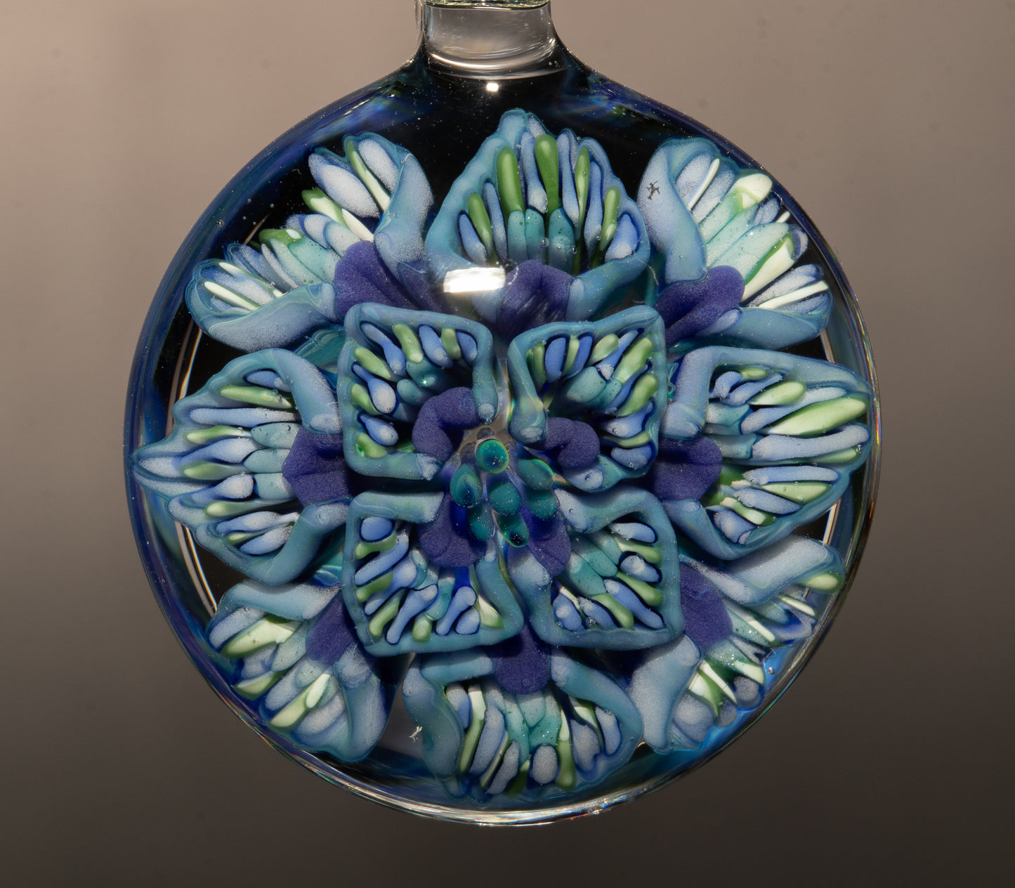 Layered Glass Flower Pendant | Lotus Peony Chrysanthemum | Handmade Jewelry