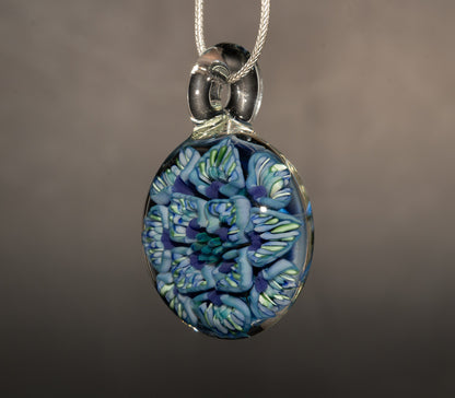 Layered Glass Flower Pendant | Lotus Peony Chrysanthemum | Handmade Jewelry