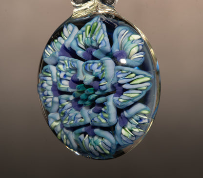 Layered Glass Flower Pendant | Lotus Peony Chrysanthemum | Handmade Jewelry