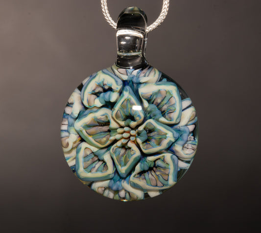Lotus Chrysanthemum Dream Pendant | Peony Inspired Glass Flower | Handmade Art