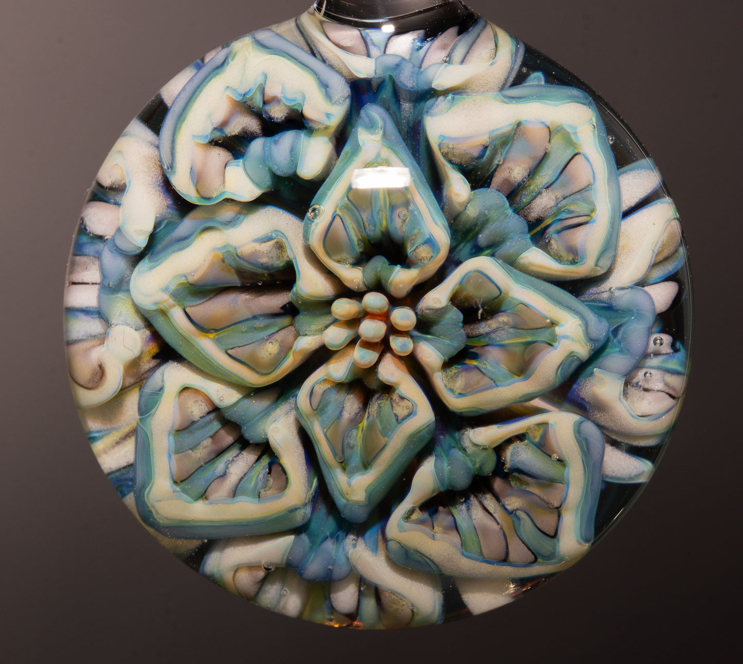 Lotus Chrysanthemum Dream Pendant | Peony Inspired Glass Flower | Handmade Art