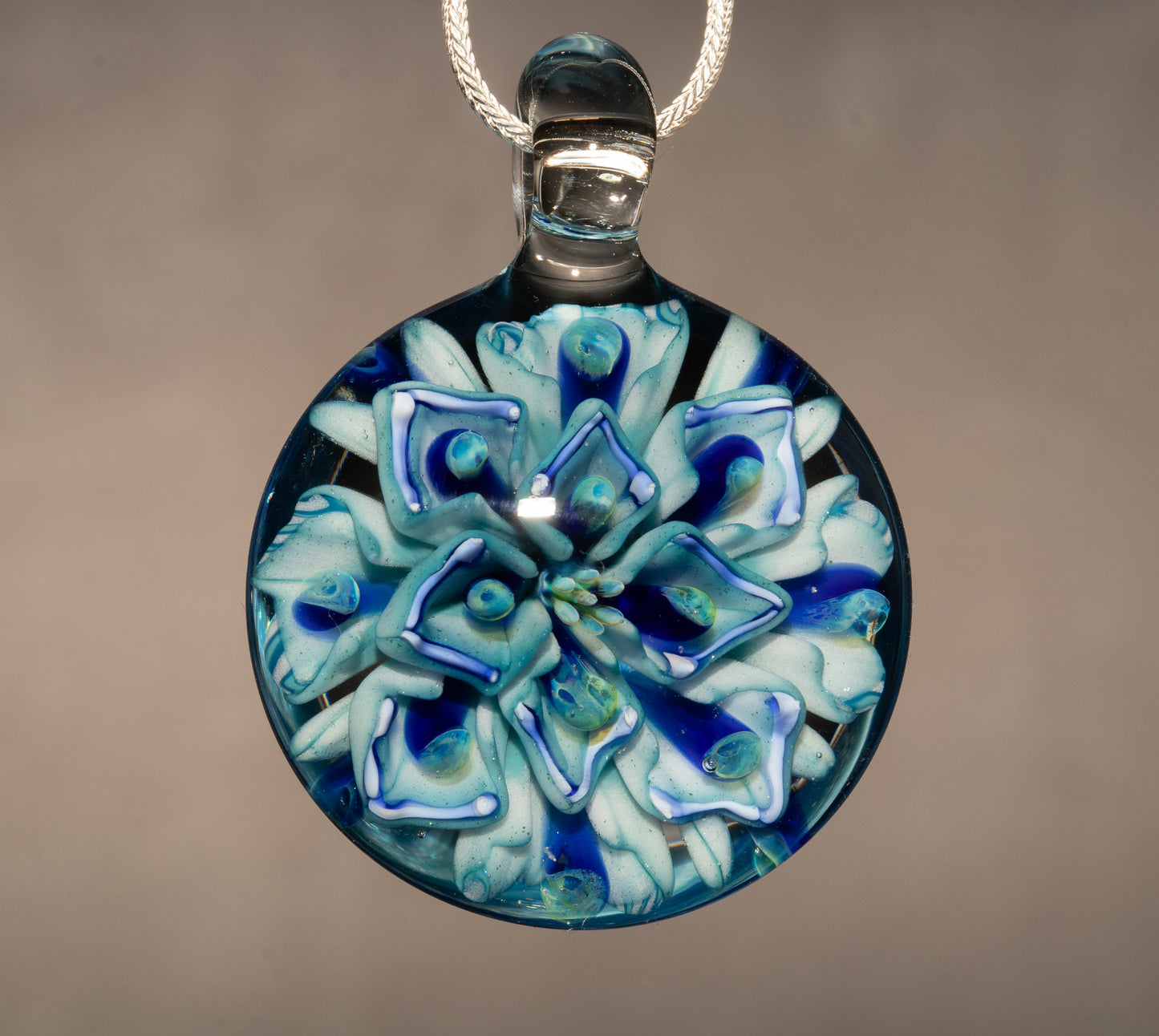 Peony Glass Flower Pendant | Lotus Chrysanthemum Design | Handmade Jewelry Art