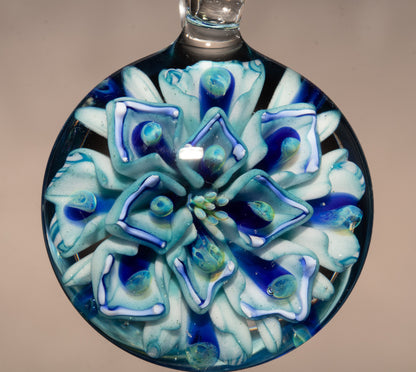 Peony Glass Flower Pendant | Lotus Chrysanthemum Design | Handmade Jewelry Art