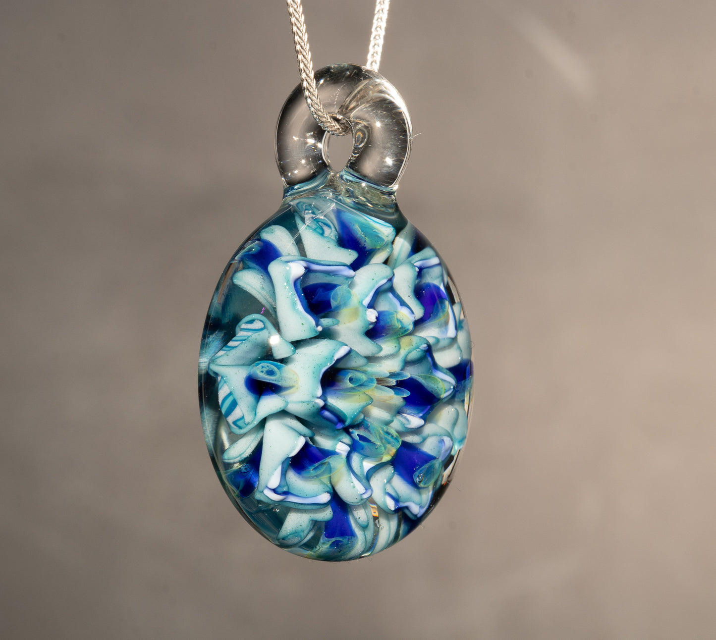 Peony Glass Flower Pendant | Lotus Chrysanthemum Design | Handmade Jewelry Art