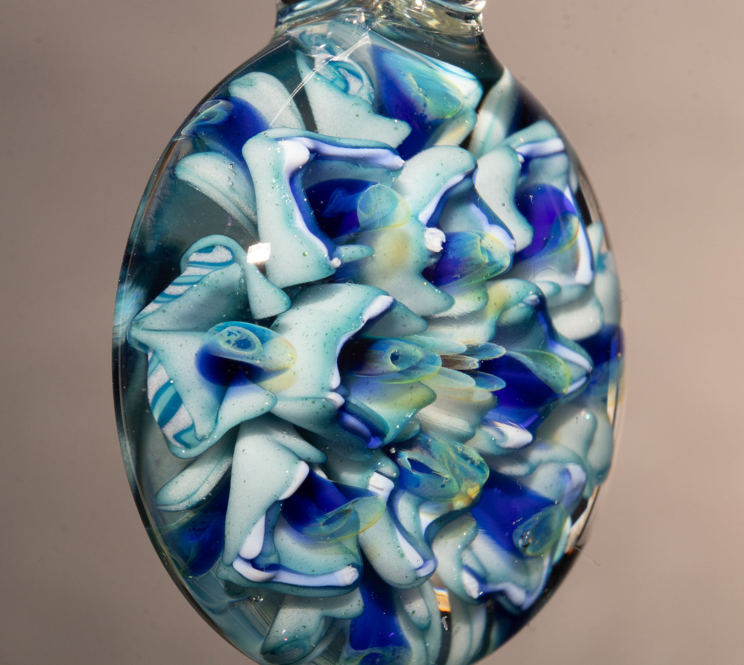 Peony Glass Flower Pendant | Lotus Chrysanthemum Design | Handmade Jewelry Art