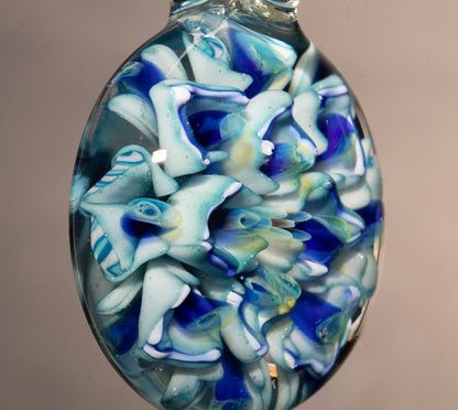 Peony Glass Flower Pendant | Lotus Chrysanthemum Design | Handmade Jewelry Art