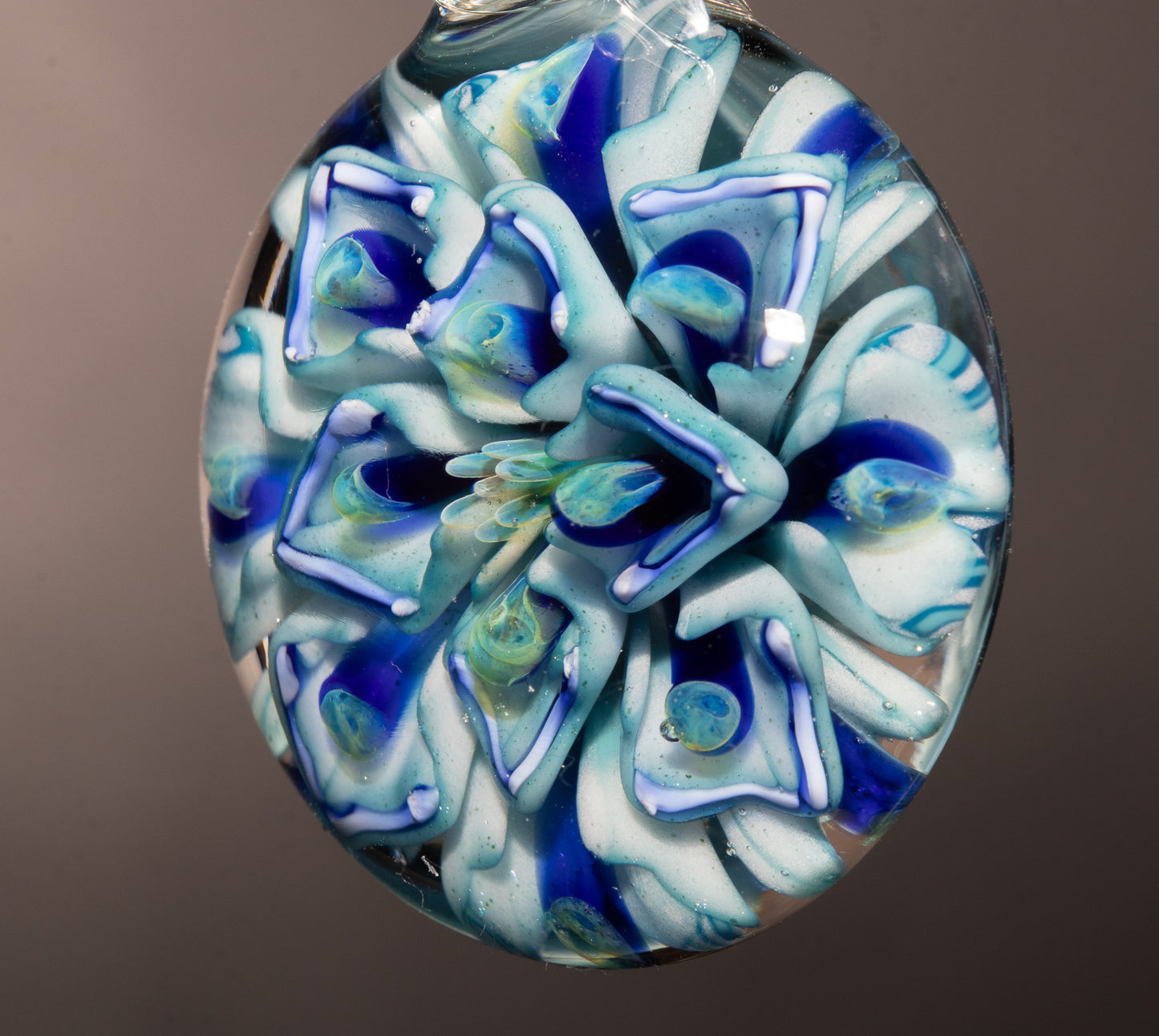 Peony Glass Flower Pendant | Lotus Chrysanthemum Design | Handmade Jewelry Art
