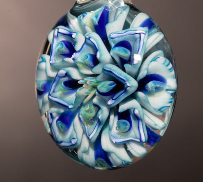 Peony Glass Flower Pendant | Lotus Chrysanthemum Design | Handmade Jewelry Art
