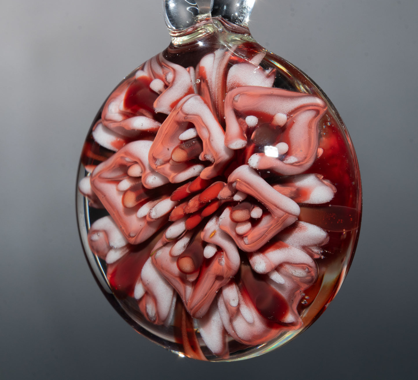 Lotus Peony Chrysanthemum Glass Pendant | Layered Floral Jewelry | Handmade Necklace
