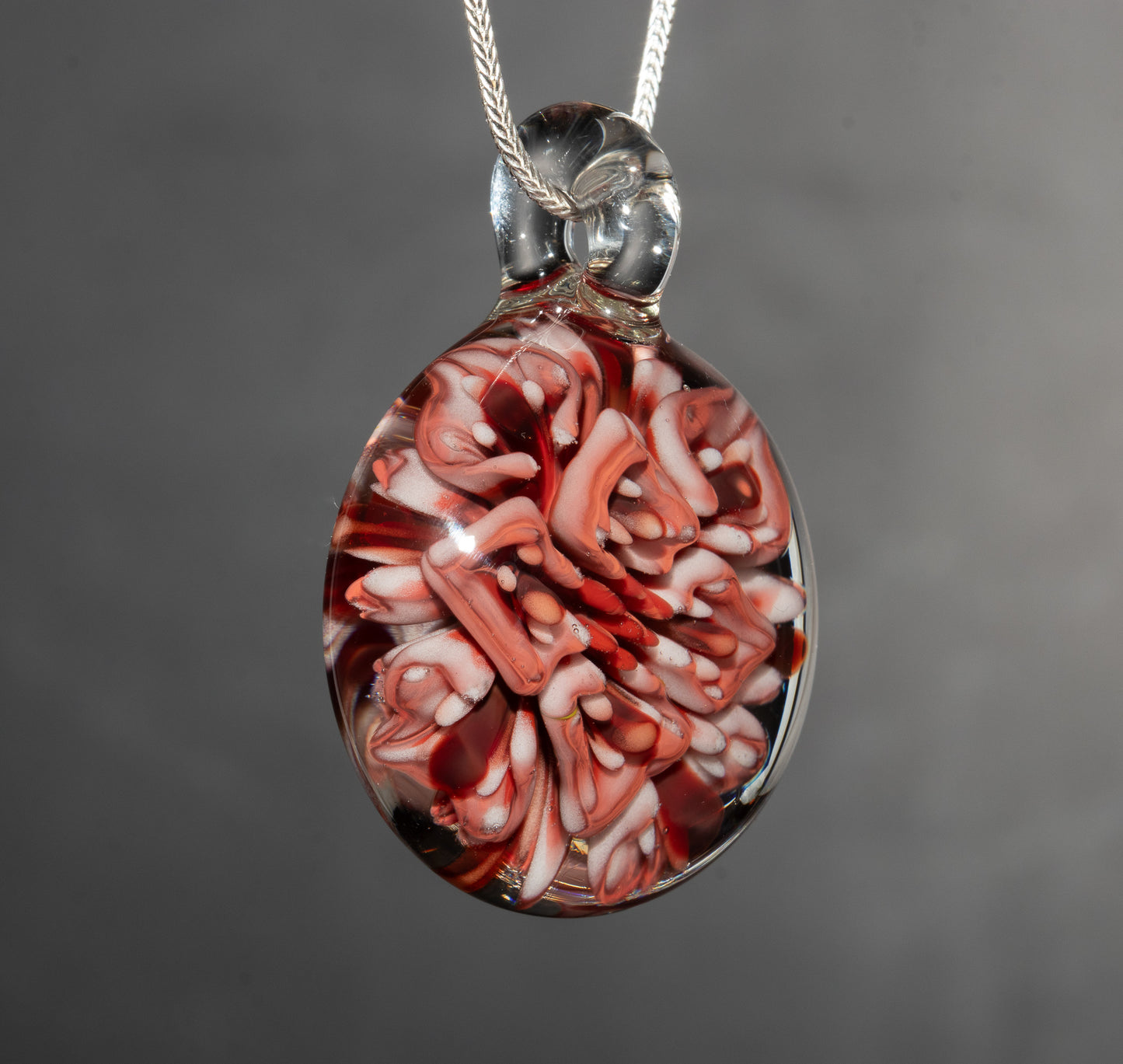 Lotus Peony Chrysanthemum Glass Pendant | Layered Floral Jewelry | Handmade Necklace