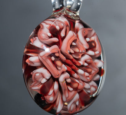 Lotus Peony Chrysanthemum Glass Pendant | Layered Floral Jewelry | Handmade Necklace