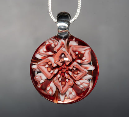 Lotus Peony Chrysanthemum Glass Pendant | Layered Floral Jewelry | Handmade Necklace