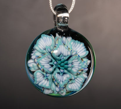 Multi Layer Glass Flower Pendant | Lotus Chrysanthemum Peony | Handmade Jewelry