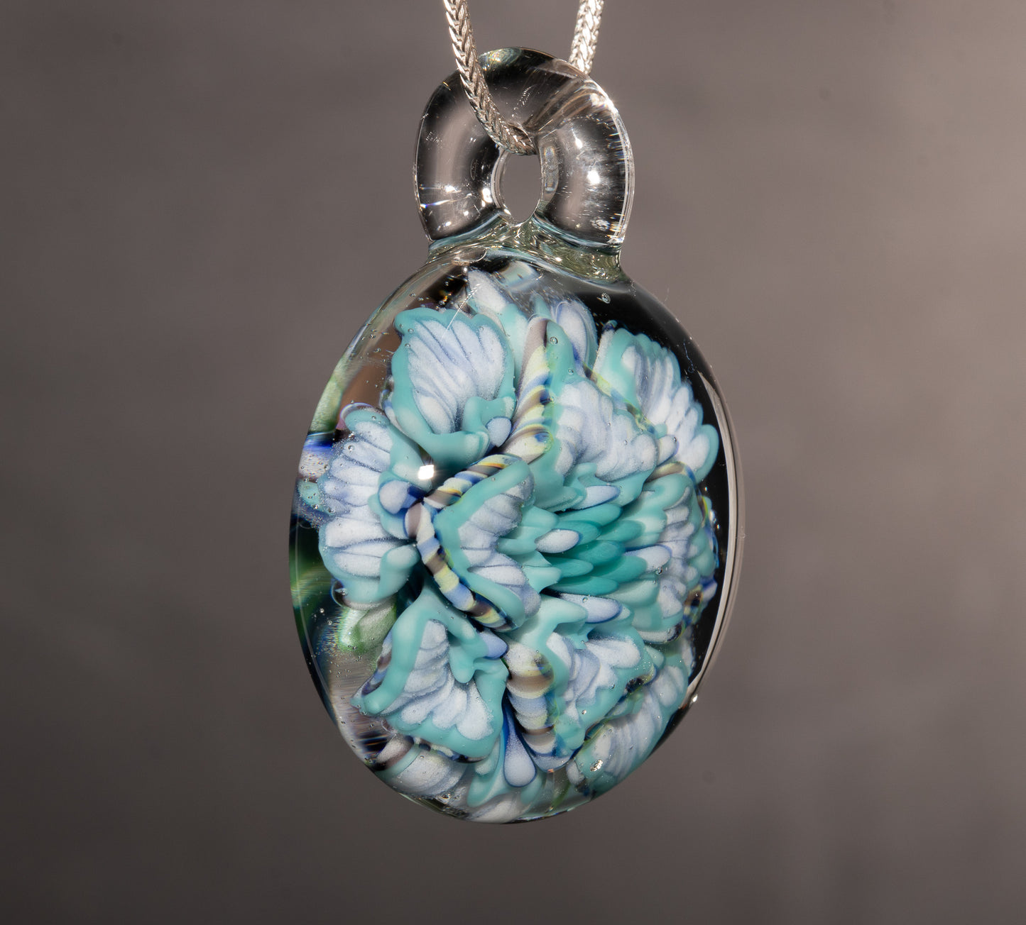 Multi Layer Glass Flower Pendant | Lotus Chrysanthemum Peony | Handmade Jewelry