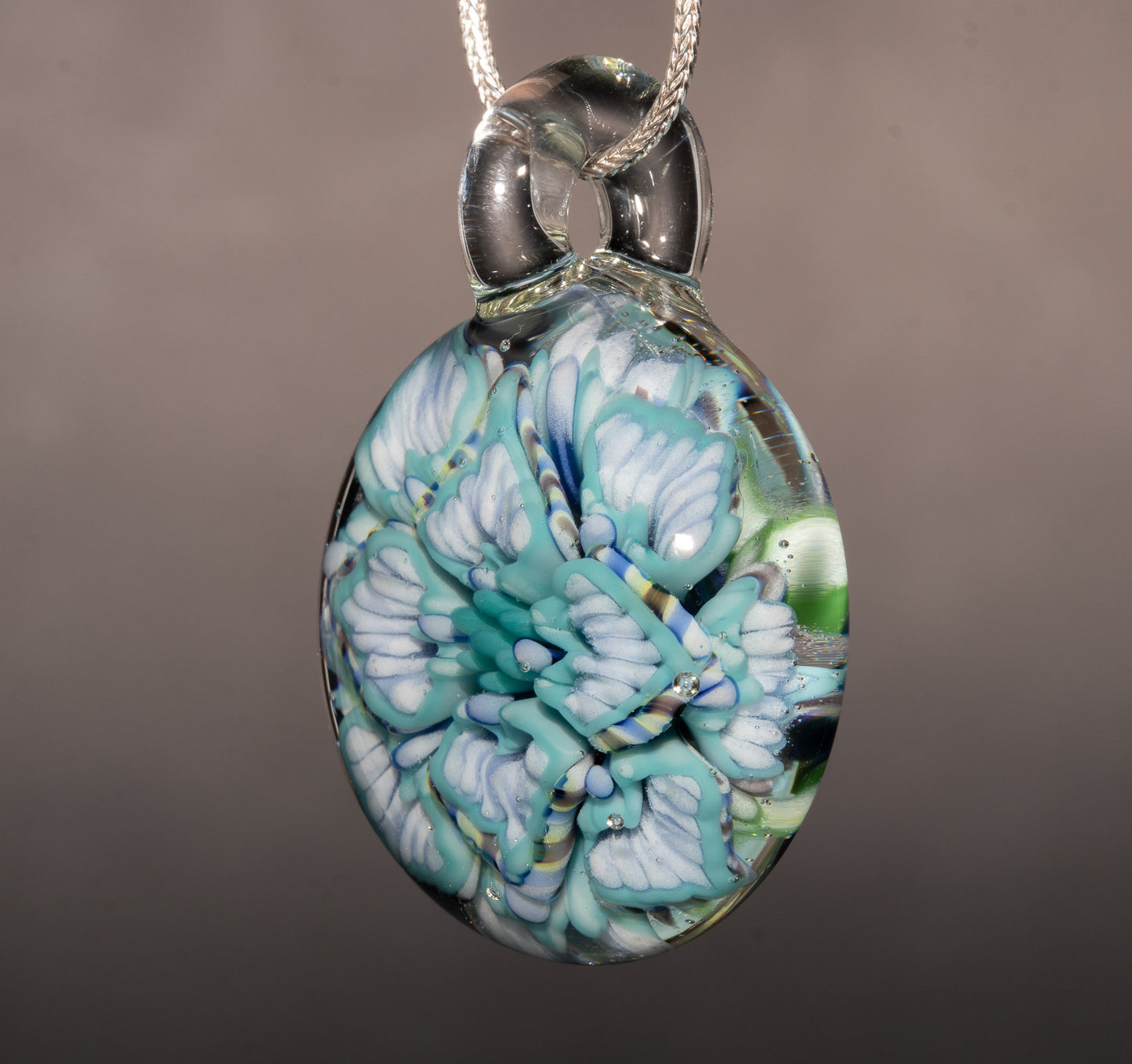 Multi Layer Glass Flower Pendant | Lotus Chrysanthemum Peony | Handmade Jewelry