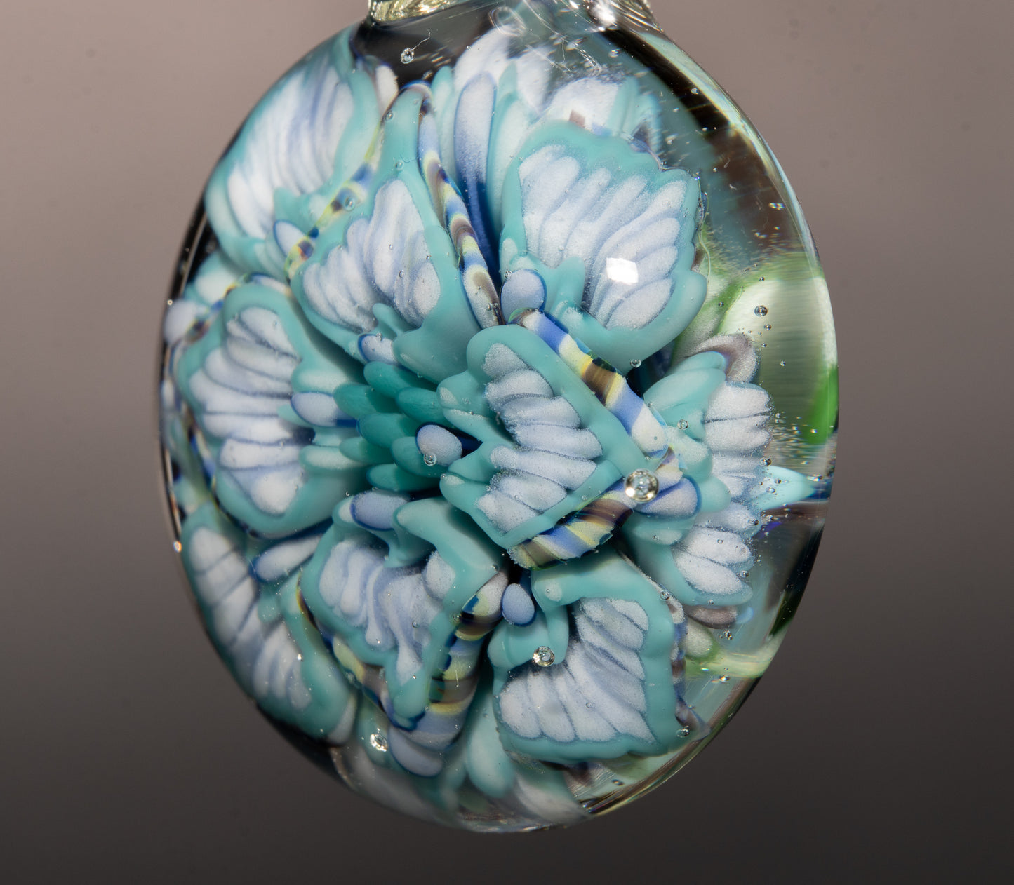 Multi Layer Glass Flower Pendant | Lotus Chrysanthemum Peony | Handmade Jewelry