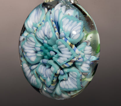 Multi Layer Glass Flower Pendant | Lotus Chrysanthemum Peony | Handmade Jewelry